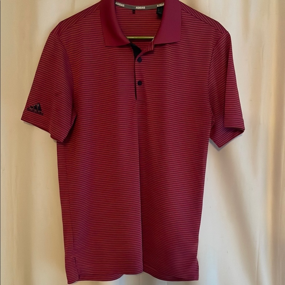 Adidas Plum Polo Striped Shirt Classic Design - Picture 1 of 4